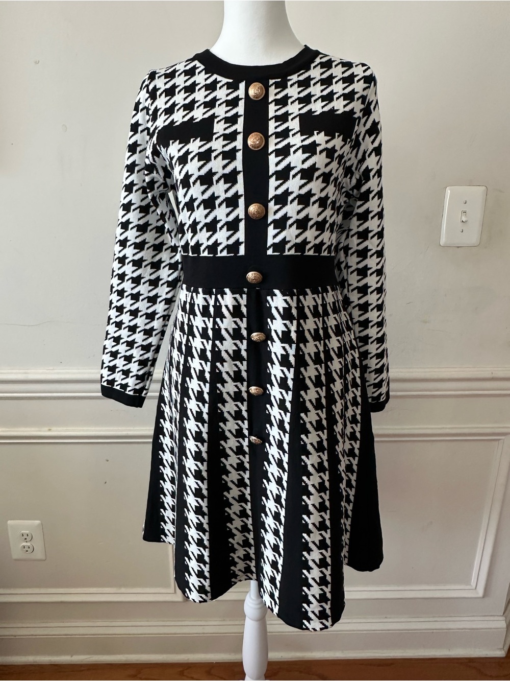 Fall sweater casual long sleeve button down knit A-line Mini Dress